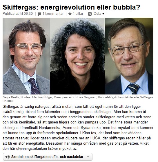 Skiffergas: energirevolution eller bubbla